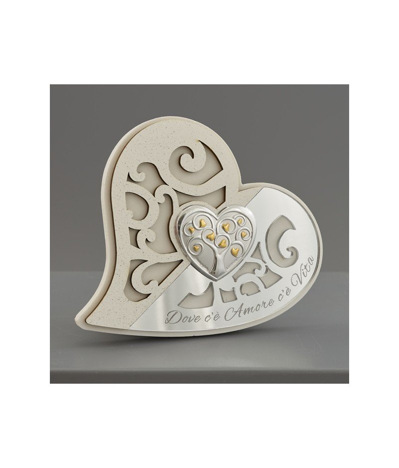 12 Pezzi Gesso Decorativo Albero Della Vita Con Cuore – 6 Cm Per Bomboniere