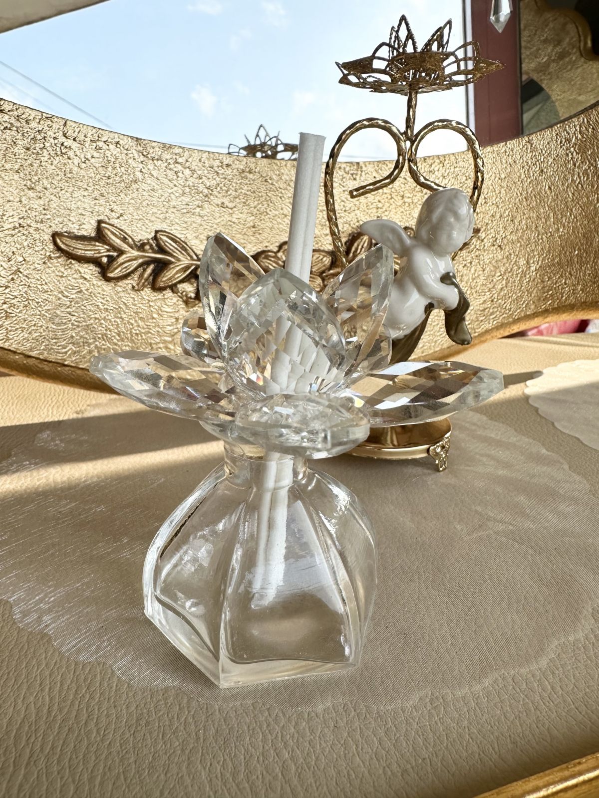 Set 6 Diffusori In Vetro DLM-A1196 – 20x8,5 Cm Con Fiore In Cristallo, Profumi E Scatole Incluse, Bomboniere Per Matrimonio E Comunione